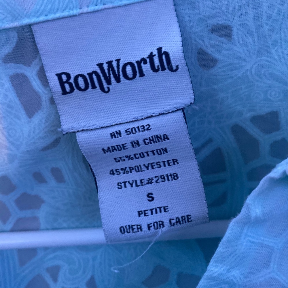 Light blue button up with transparent pattern